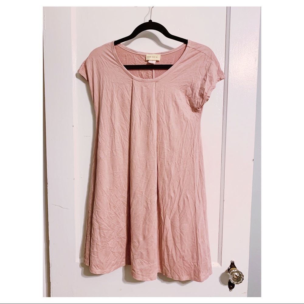 Blush Pink Faux Suede Babydoll Dress